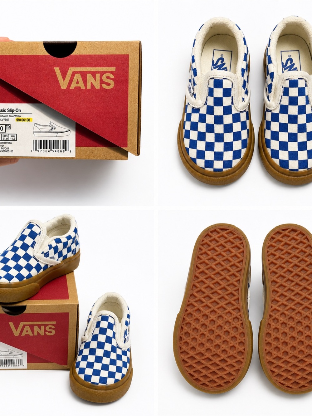 Vans Toddler Size 5 Classic Slip-On Checkerboard Blue Casual Shoe